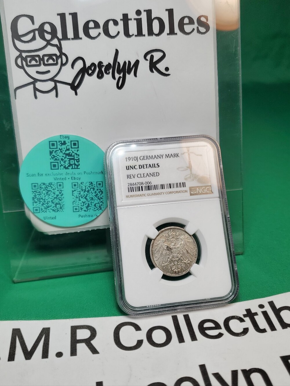1910 J unc details rev cleaned Germany Silver Mark NGC KM 14